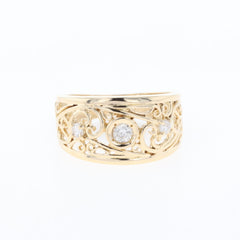 メレダイヤ デザインリング YG イエローゴールド 指輪 リング 11.5号 K18 ダイヤモンド レディース 【中古】nbjwl