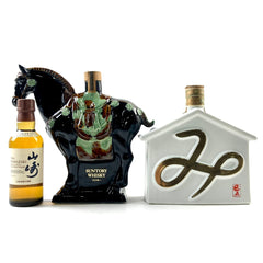 【東京都内限定お届け】サントリー SUNTORY 山崎 シングルモルト ジャパニーズ ローヤル 干支ボトル 午 1990年 陶器 オールド 干支ボトル 巳 1989年 陶器 600ml ウイスキー セット 【古酒】