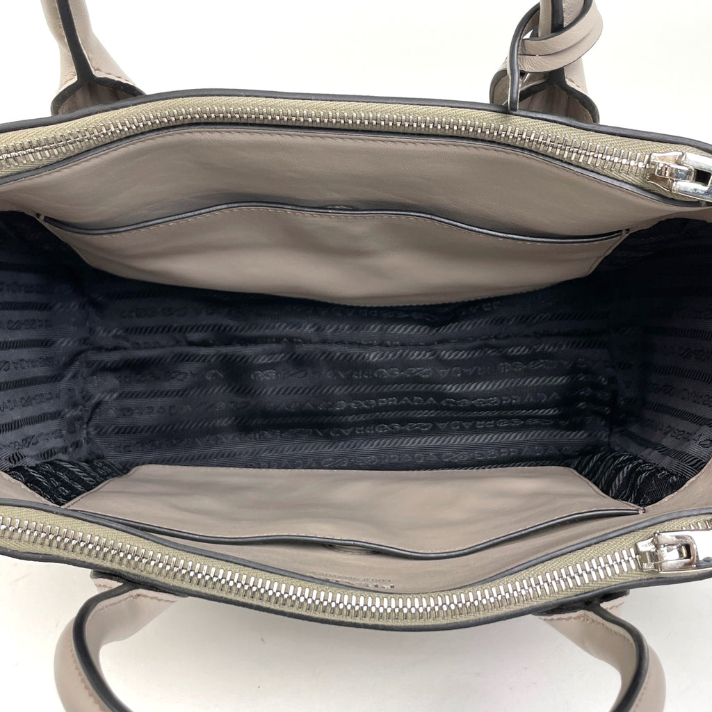 プラダ ロゴ ハンドバッグ 2WAY ショルダーバッグ ハンドバッグ レザー グレージュ 1BA175 レディース 【中古】brbag