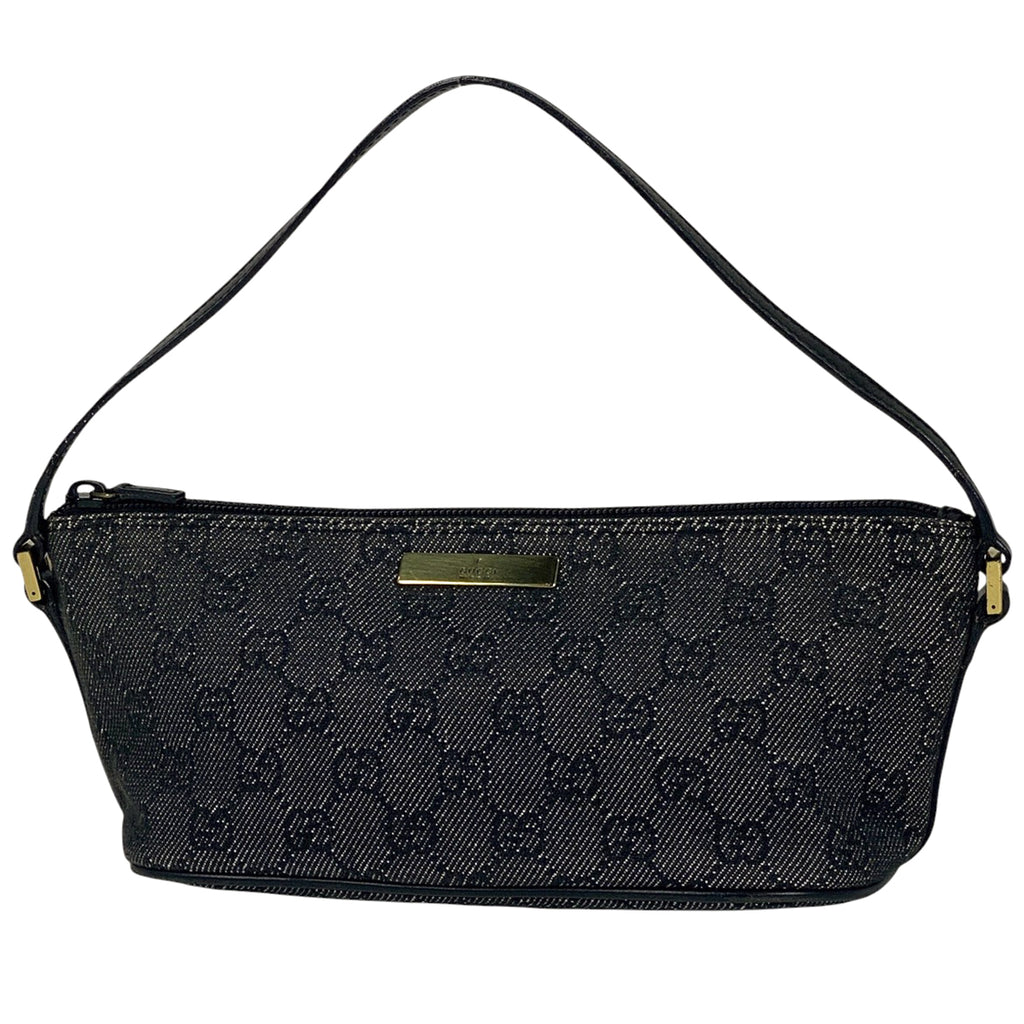 グッチ GG柄 ハンドバッグ アクセサリーポーチ ロゴ ハンドバッグ GGキャンバス ブラック 07198 レディース 【中古】brbag