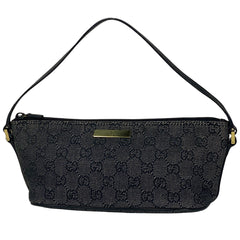グッチ GG柄 ハンドバッグ アクセサリーポーチ ロゴ ハンドバッグ GGキャンバス ブラック 07198 レディース 【中古】brbag