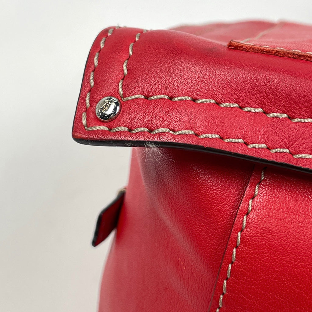 ロエベ アナグラム ショッパートート ハンドバッグ ロゴ トートバッグ レザー レッド レディース 【中古】brbag