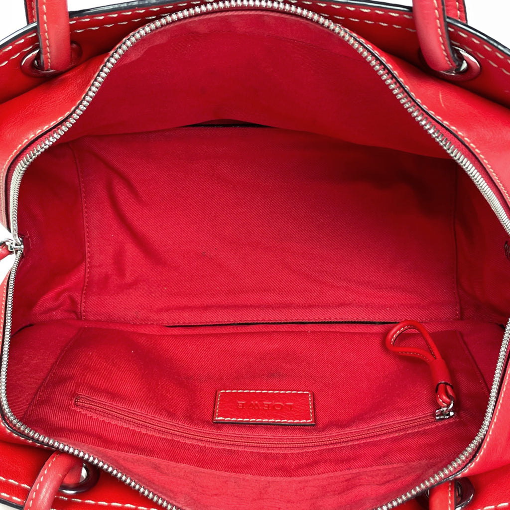 ロエベ アナグラム ショッパートート ハンドバッグ ロゴ トートバッグ レザー レッド レディース 【中古】brbag