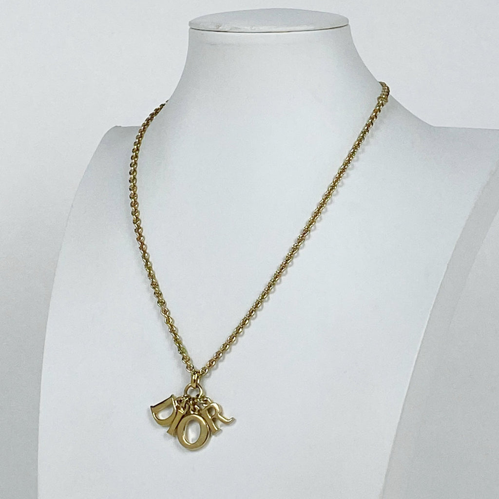 クリスチャンディオール ロゴ ネックレス ペンダント ネックレス GP ゴールド レディース 【中古】bracc