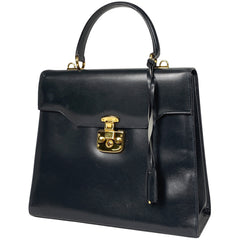 グッチ ロゴ ハンドバッグ オールドグッチ ハンドバッグ レザー ネイビー 00712740192 レディース 【中古】 brbag