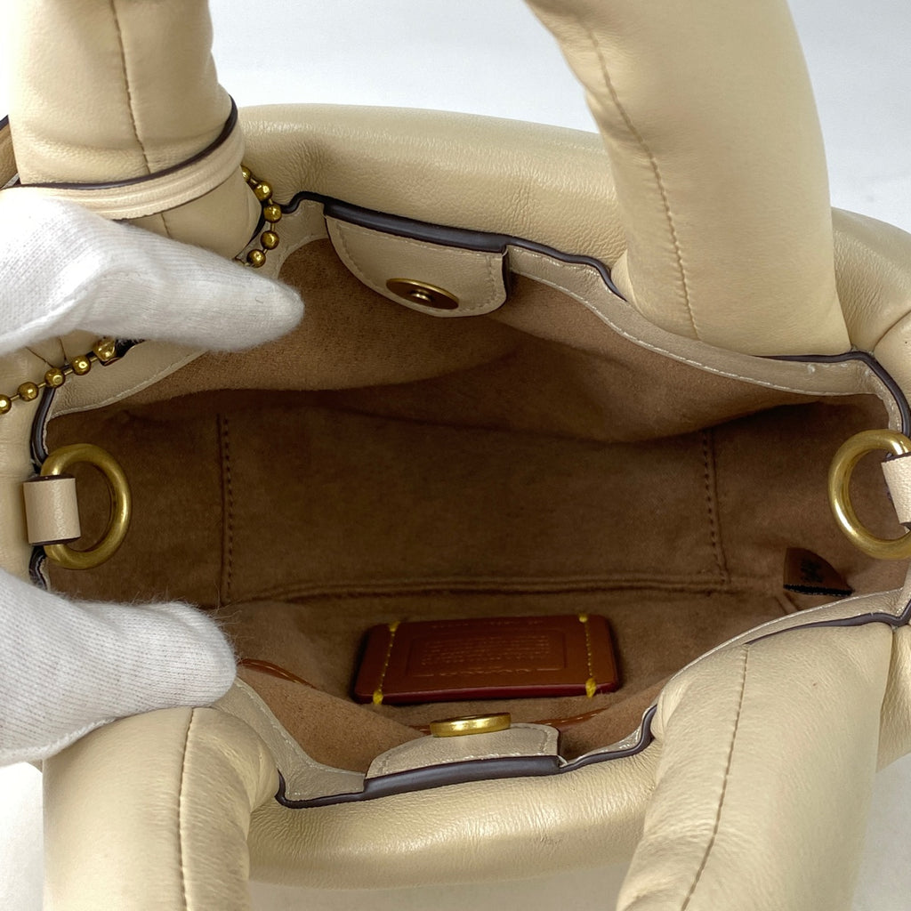 コーチ ミニ ピロー トート 2WAY ショルダーバッグ トートバッグ レザー ベージュ CL592 レディース 【中古】brbag
