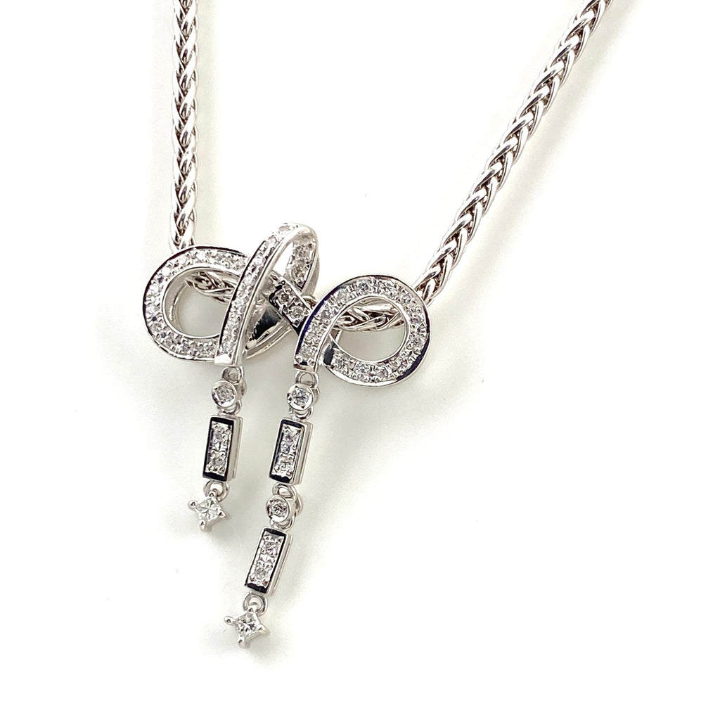メレダイヤ デザインネックレス プラチナ WG ホワイトゴールド ペンダント ネックレス K18 WG Pt900 レディース 【中古】  nbjwl
 ラッピング可