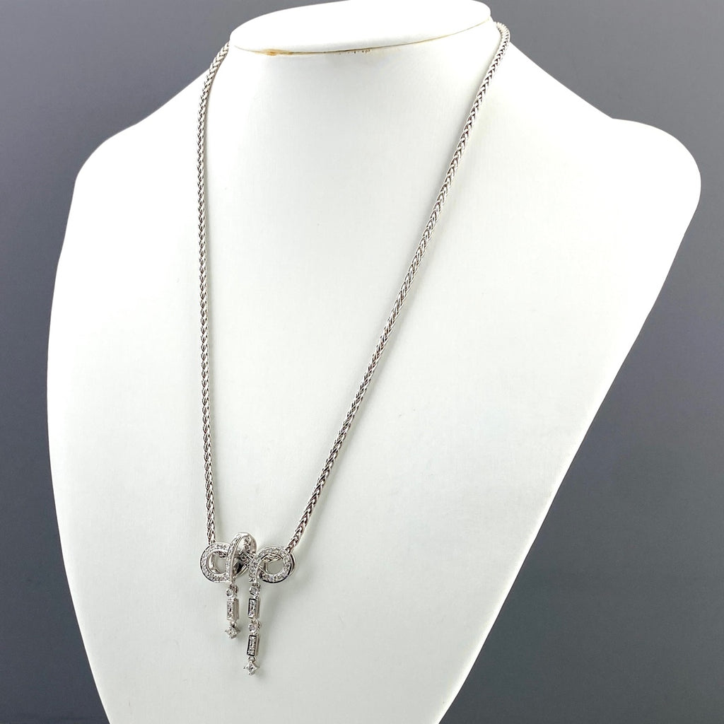 メレダイヤ デザインネックレス プラチナ WG ホワイトゴールド ペンダント ネックレス K18 WG Pt900 レディース 【中古】  nbjwl
 ラッピング可