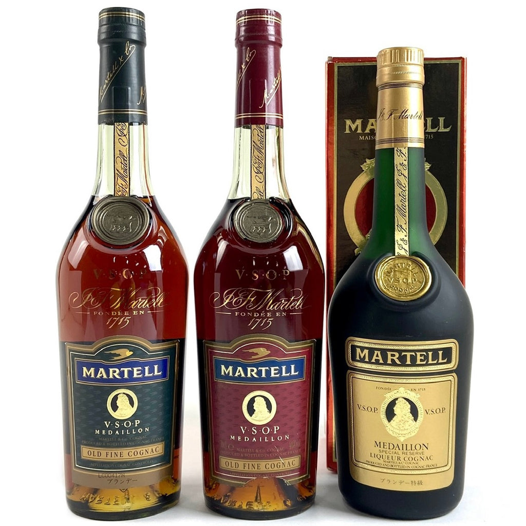 マーテル MARTELL VSOP メダイヨン グリーンボトル 緑 赤 金ラベル コニャック 700ml ブランデー セット 【古酒】