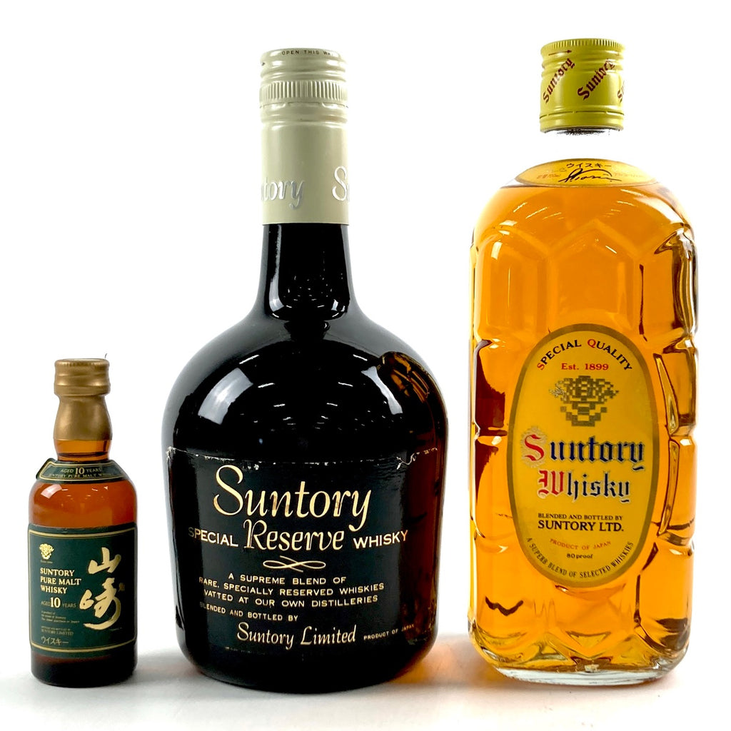 【東京都内限定お届け】サントリー SUNTORY 山崎 10年 ピュアモルト グリーンラベル ミニボトル スペシャルリザーブ 金花 角瓶 700ml ウイスキー セット 【古酒】