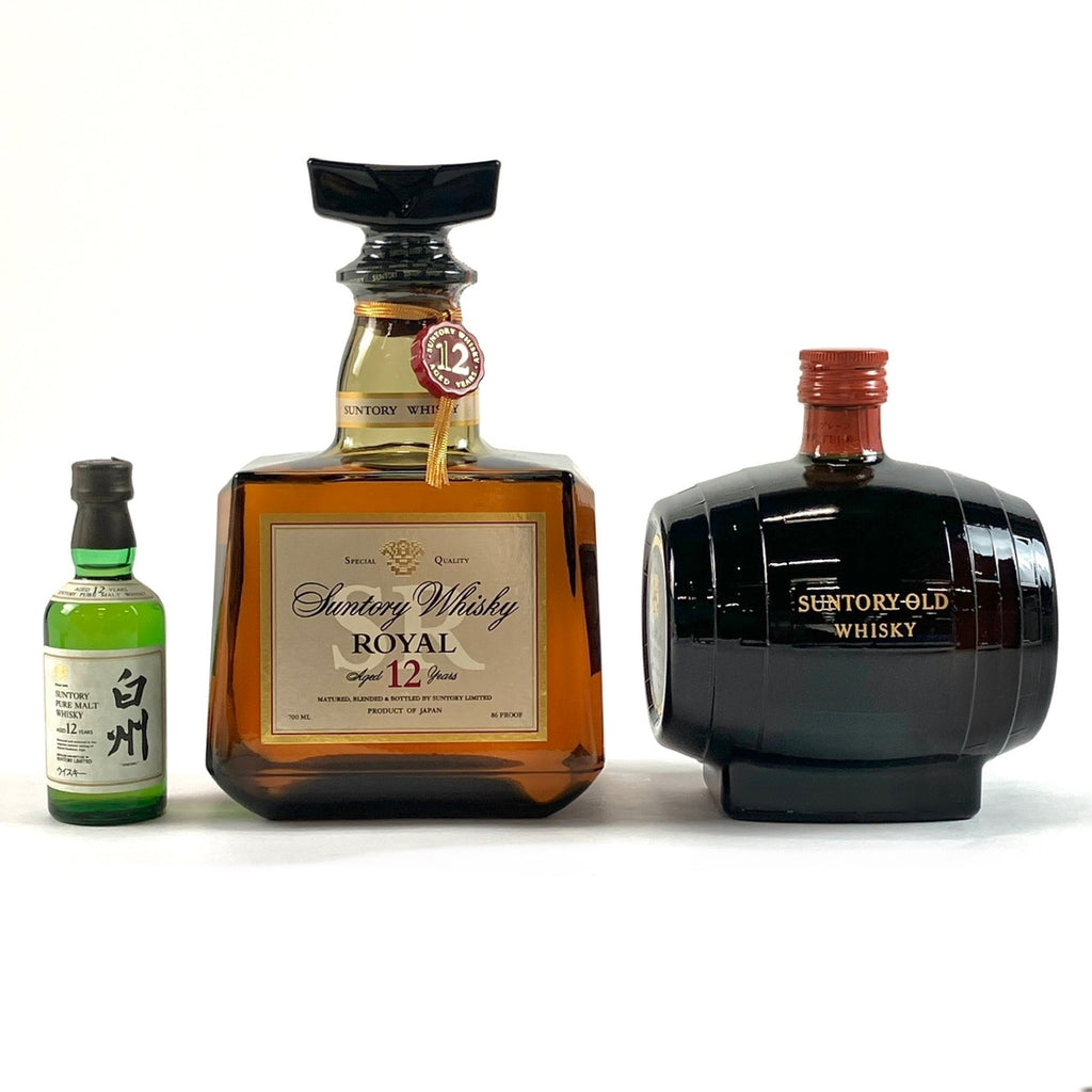 【東京都内限定お届け】サントリー SUNTORY 白州 12年 ローヤル 12年 オールド 樽型 700ml ウイスキー セット 【古酒】