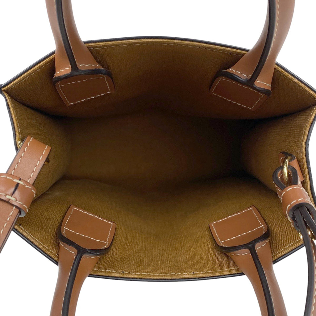 セリーヌ ミニ バーティカル カバ トリオンフ 2WAY ショルダーバッグ ハンドバッグ コーティングキャンバス ブラウン レディース 【中古】brbag
