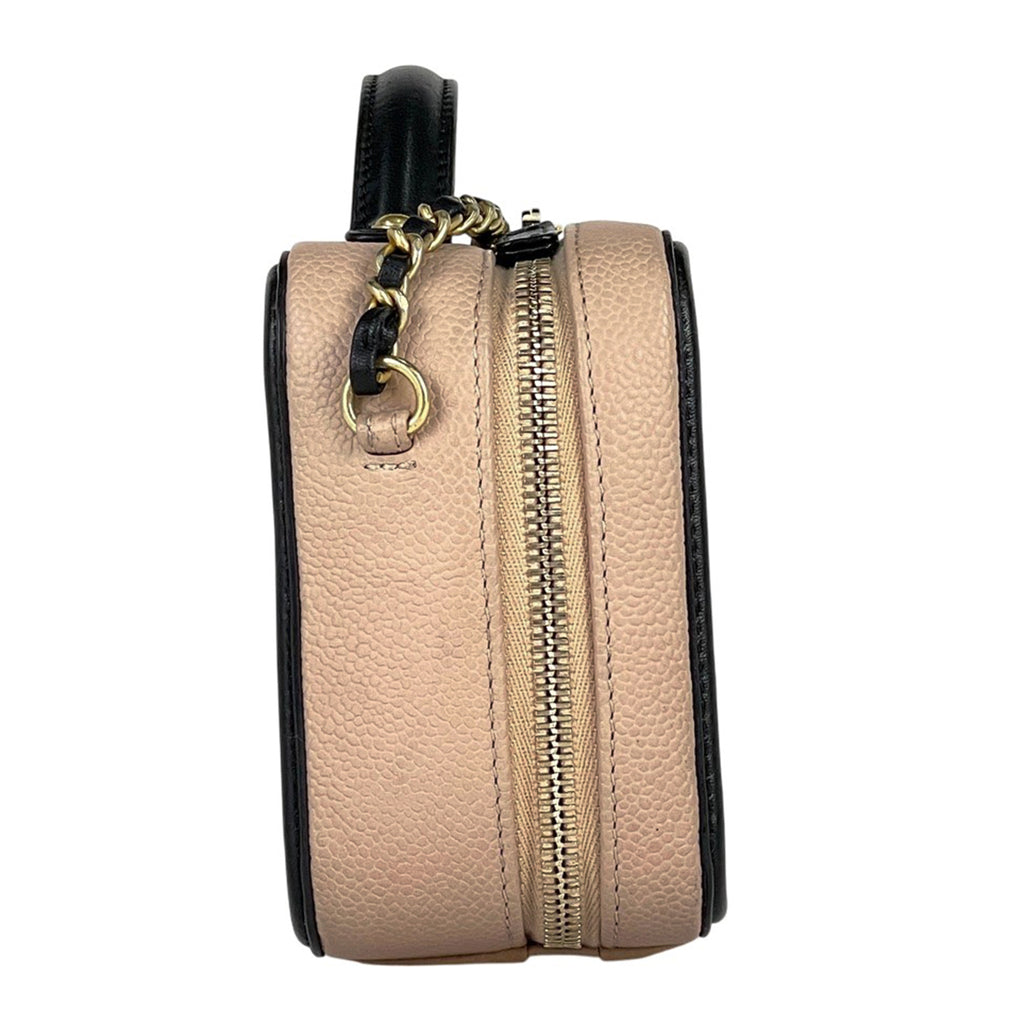 シャネル ココマーク チェーン ショルダーバッグ ミニ マトラッセ ショルダーバッグ キャビアスキン ベージュ ブラック レディース 【中古】brbag