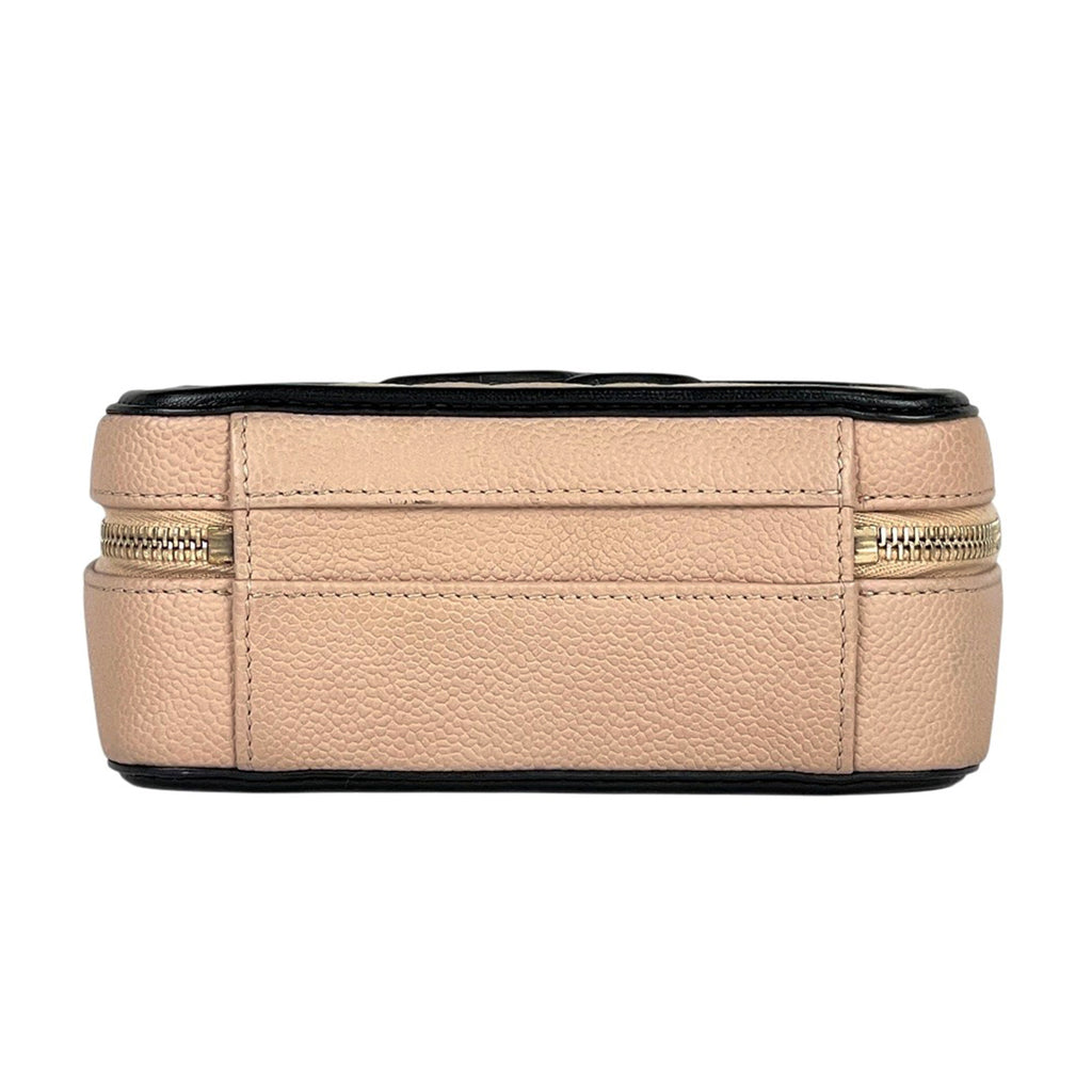 シャネル ココマーク チェーン ショルダーバッグ ミニ マトラッセ ショルダーバッグ キャビアスキン ベージュ ブラック レディース 【中古】brbag