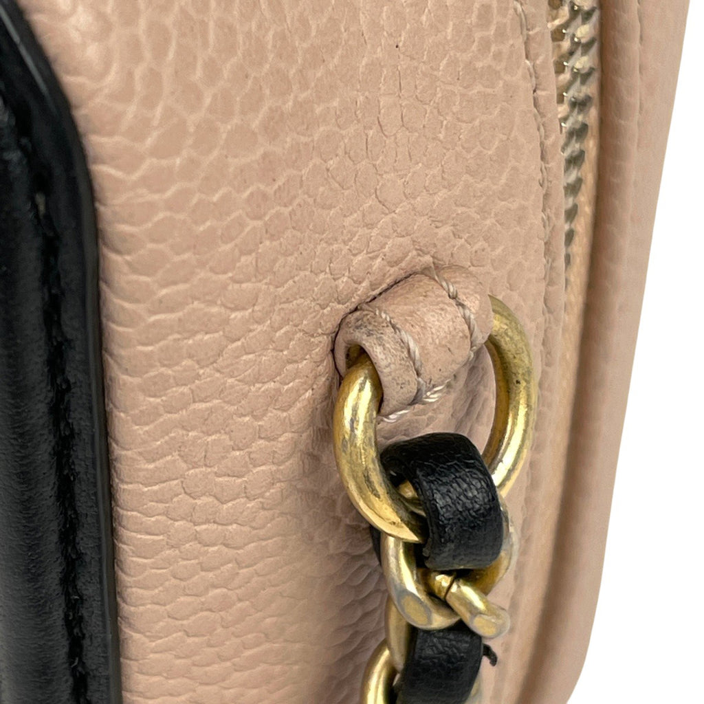 シャネル ココマーク チェーン ショルダーバッグ ミニ マトラッセ ショルダーバッグ キャビアスキン ベージュ ブラック レディース 【中古】brbag