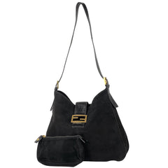 フェンディ ロゴ ショルダーバッグ ワンショルダー ショルダーバッグ スエード ブラック レディース 【中古】brbag