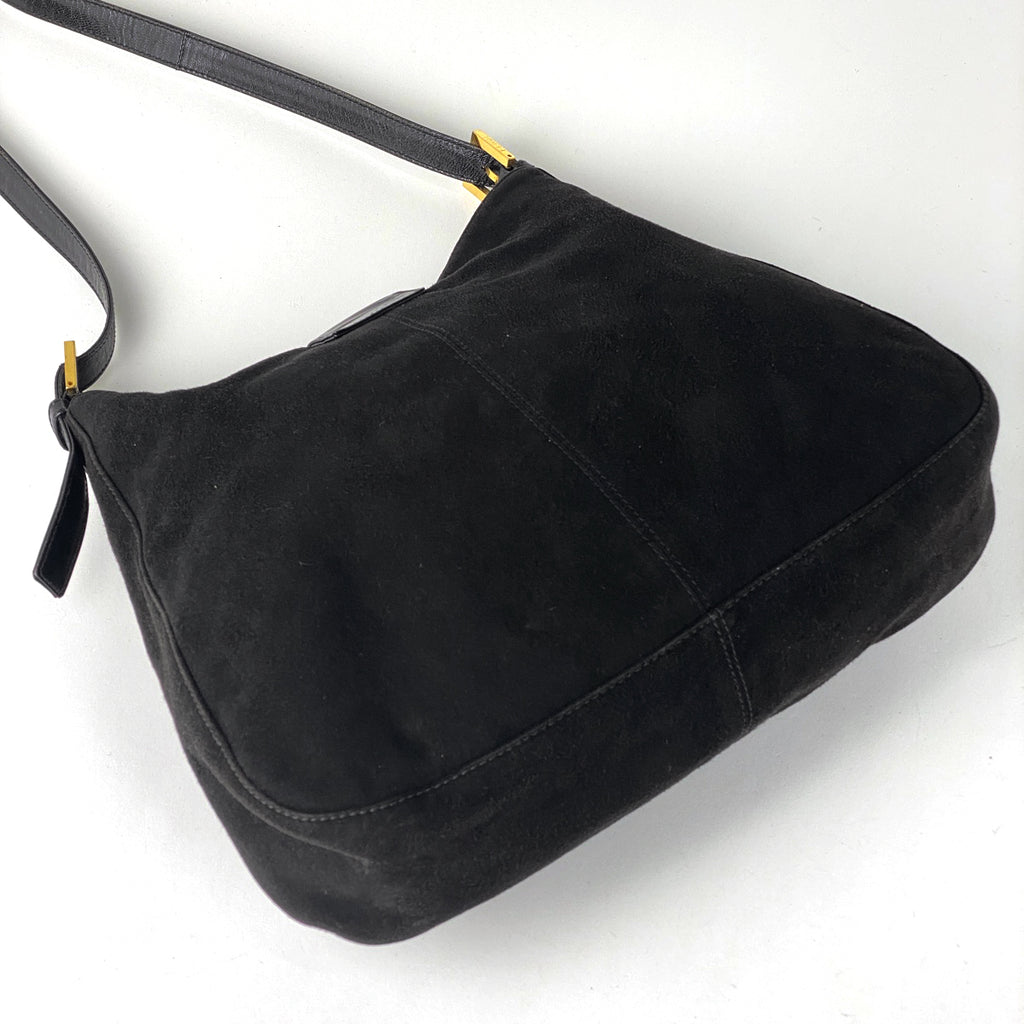 フェンディ ロゴ ショルダーバッグ ワンショルダー ショルダーバッグ スエード ブラック レディース 【中古】brbag