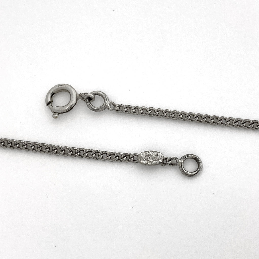 シャネル ココマーク ネックレス CC ネックレス シルバーメッキ シルバー ブラック レディース 【中古】bracc