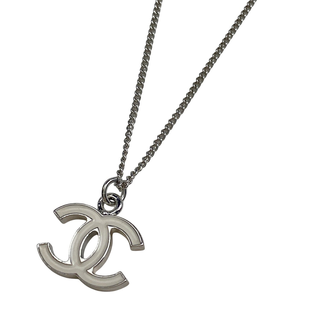 シャネル ココマーク ネックレス CC ネックレス シルバーメッキ ホワイト シルバー レディース 【中古】bracc