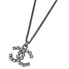 シャネル ココマーク ラインストーン ネックレス CCマーク ネックレス シルバーメッキ シルバー レディース 【中古】bracc