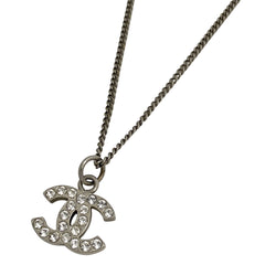 シャネル ココマーク ラインストーン ネックレス CCマーク ネックレス シルバーメッキ シルバー レディース 【中古】bracc