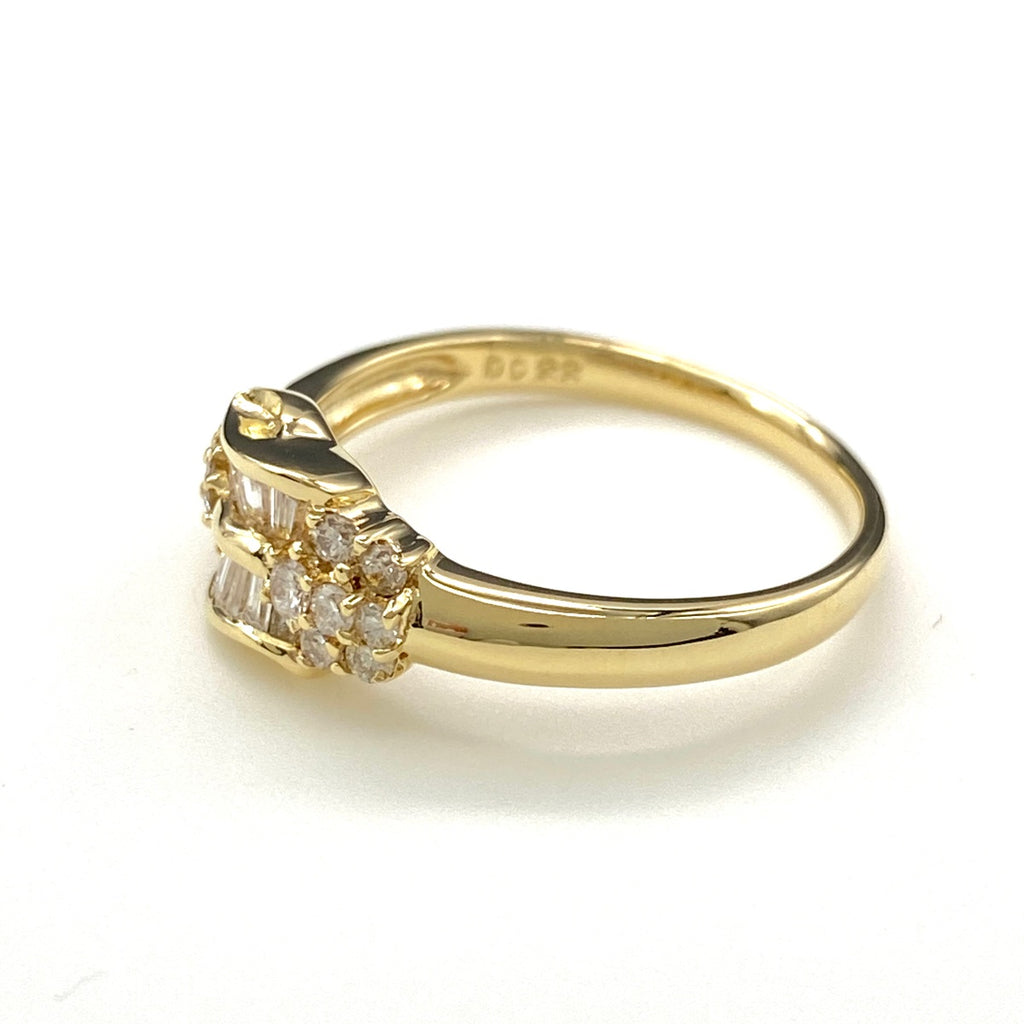 メレダイヤ デザインリング YG イエローゴールド 指輪 リング 12号 K18 ダイヤモンド レディース 【中古】nbjwl