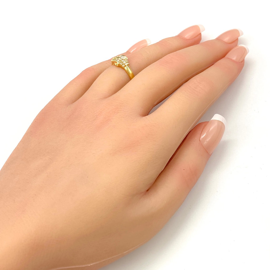 メレダイヤ デザインリング YG イエローゴールド 指輪 リング 12号 K18 ダイヤモンド レディース 【中古】nbjwl