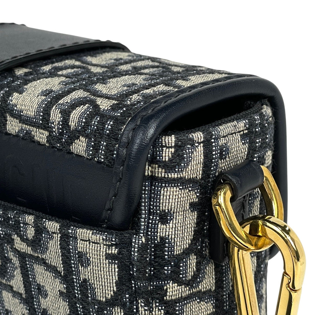 クリスチャンディオール 30 モンテーニュ ショルダーバッグ トロッター柄 2WAY ポーチ ボックス ショルダーバッグ キャンバス ネイビー メンズ 【中古】brbag