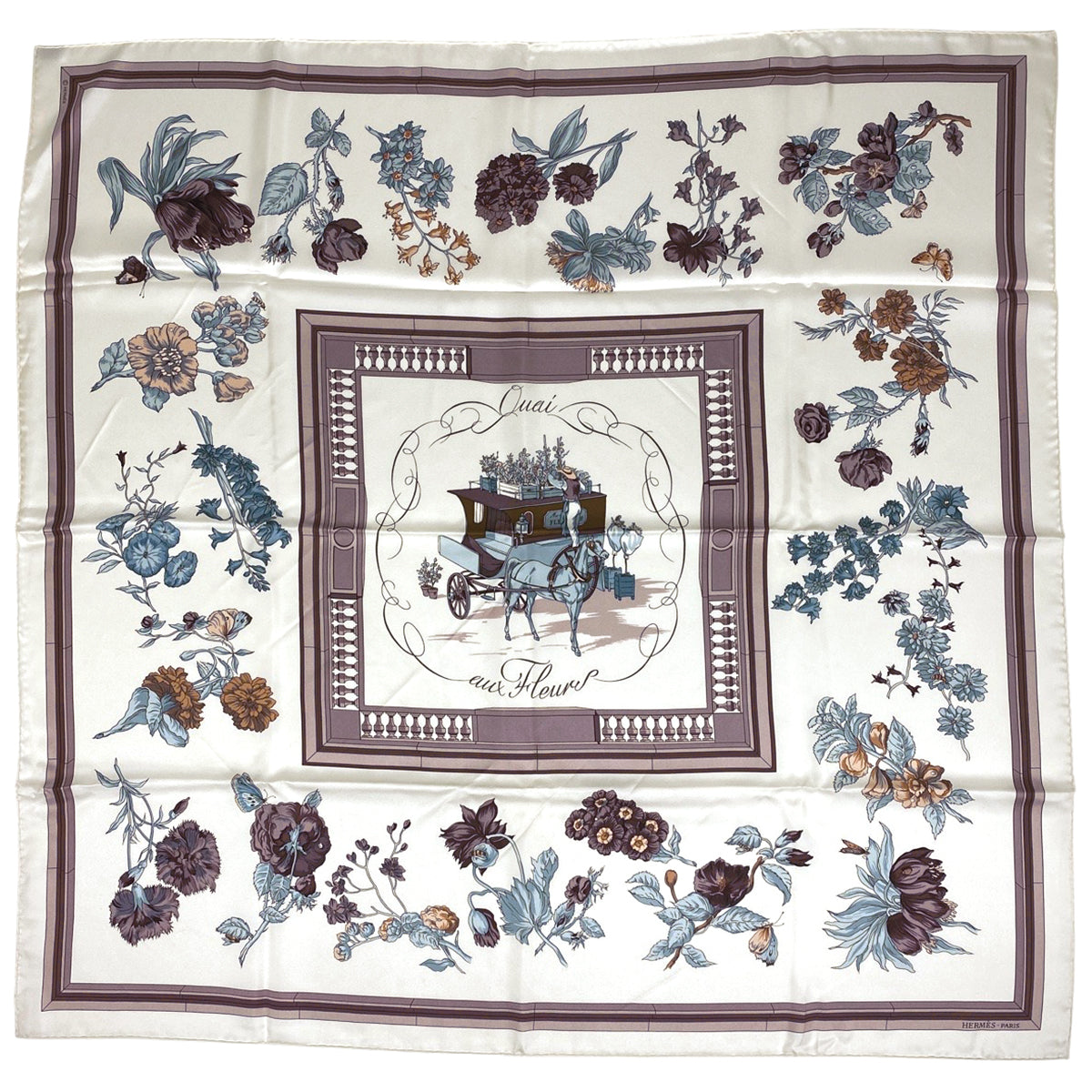 バイセル公式】エルメス カレ 90 Quai aux Fleurs 花咲く河岸通り