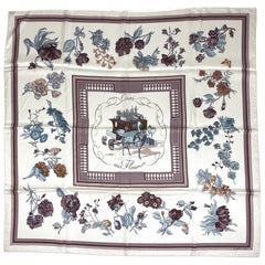 エルメス カレ 90 Quai aux Fleurs 花咲く河岸通り スカーフ シルク ホワイト マルチカラー レディース 【中古】brbag