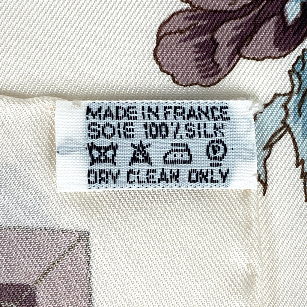 エルメス カレ 90 Quai aux Fleurs 花咲く河岸通り スカーフ シルク ホワイト マルチカラー レディース 【中古】brbag