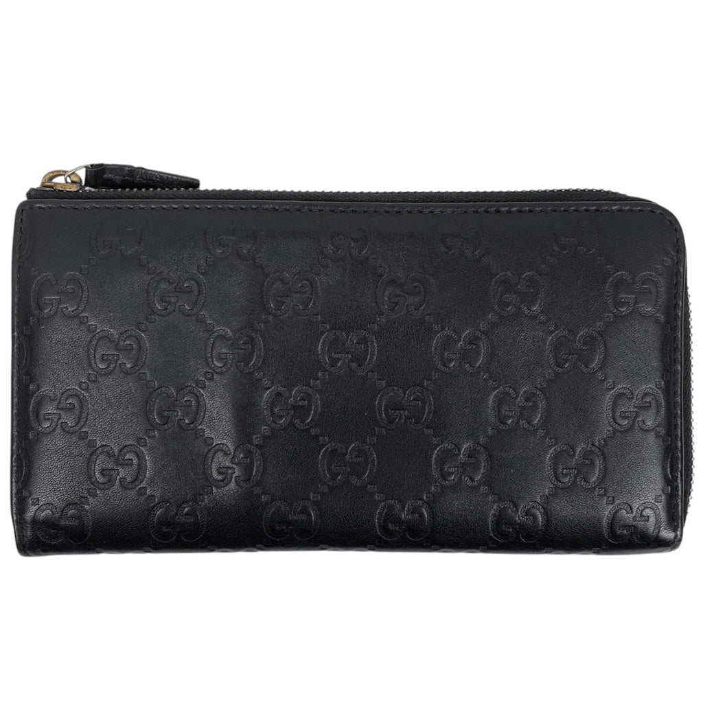 グッチ グッチシマ 長財布 ラウンドファスナー 長財布 シマレザー ブラック 332747 レディース 【中古】 brbag