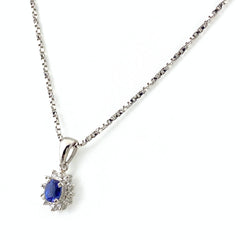 サファイア デザインネックレス プラチナ ペンダント メレダイヤ ネックレス Pt900 Pt850 サファイア レディース 【中古】  nbjwl
 ラッピング可