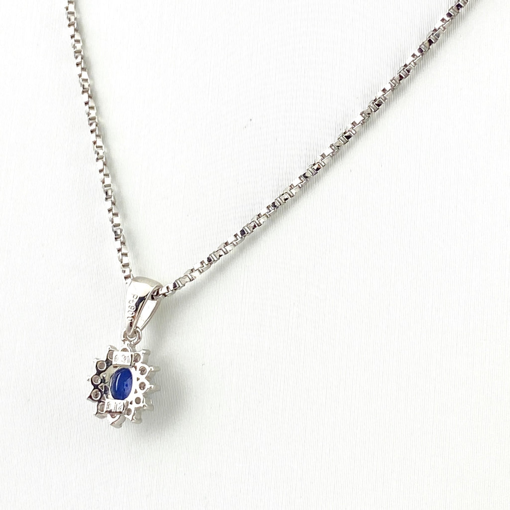 サファイア デザインネックレス プラチナ ペンダント メレダイヤ ネックレス Pt900 Pt850 サファイア レディース 【中古】  nbjwl
 ラッピング可