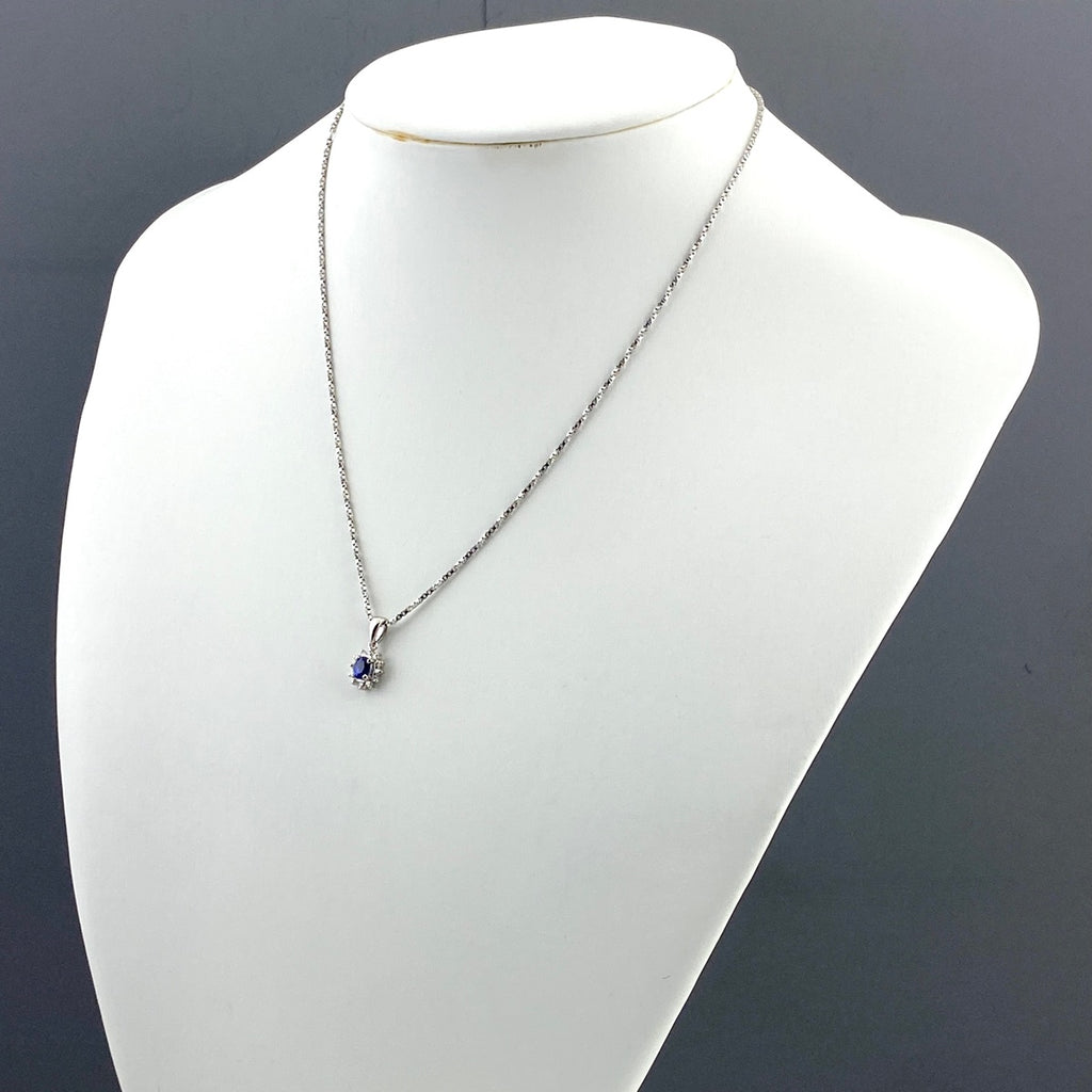 サファイア デザインネックレス プラチナ ペンダント メレダイヤ ネックレス Pt900 Pt850 サファイア レディース 【中古】  nbjwl
 ラッピング可