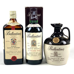 バランタイン Ballantines ファイネスト 赤青旗 17年 ファイネスト 茶/白 陶器 スコッチ 750ml ウイスキー セット 【古酒】