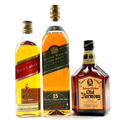 ジョニーウォーカー JOHNNIE WALKER レッドラベル 15年 グリーンラベル ピュアモルト オールドハーモニー スコッチ 750ml ウイスキー セット 【古酒】