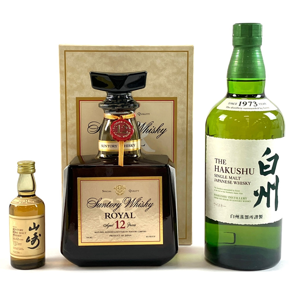 【東京都内限定お届け】サントリー SUNTORY 山崎 12年 ピュアモルト ローヤル 12年 SR 白州 シングルモルト ジャパニーズ 700ml ウイスキー セット 【古酒】