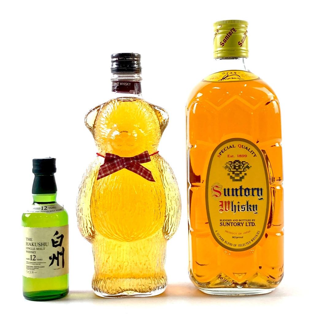 バイセル公式】【東京都内限定お届け】サントリー SUNTORY 白州 12年 シングルモルト リザーブ くまボトル 金花 角瓶 300ml ウイスキー  セット 【古酒】 - バイセルブランシェ