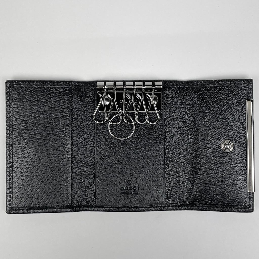 グッチ GG柄 6連 キーケース ロゴ キーリング 鍵 キーケース GGキャンバス ブラック 127048 レディース 【中古】brbag