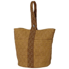 エルメス サクソー MM 手提げ バケツ型 ハンドバッグ ストロー ブラウン レディース 【中古】brbag
