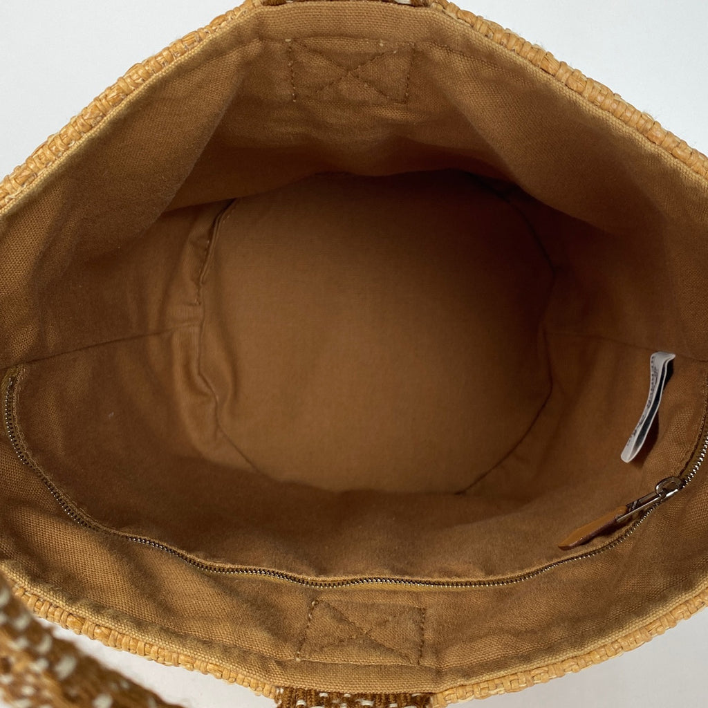 エルメス サクソー MM 手提げ バケツ型 ハンドバッグ ストロー ブラウン レディース 【中古】brbag