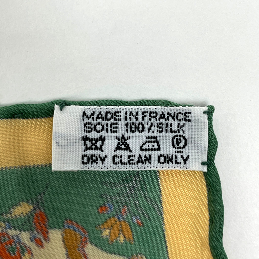 エルメス カレ 90 fantaisies indiennes 眩惑のインド スカーフ シルク グリーン マルチカラー レディース 【中古】brbag