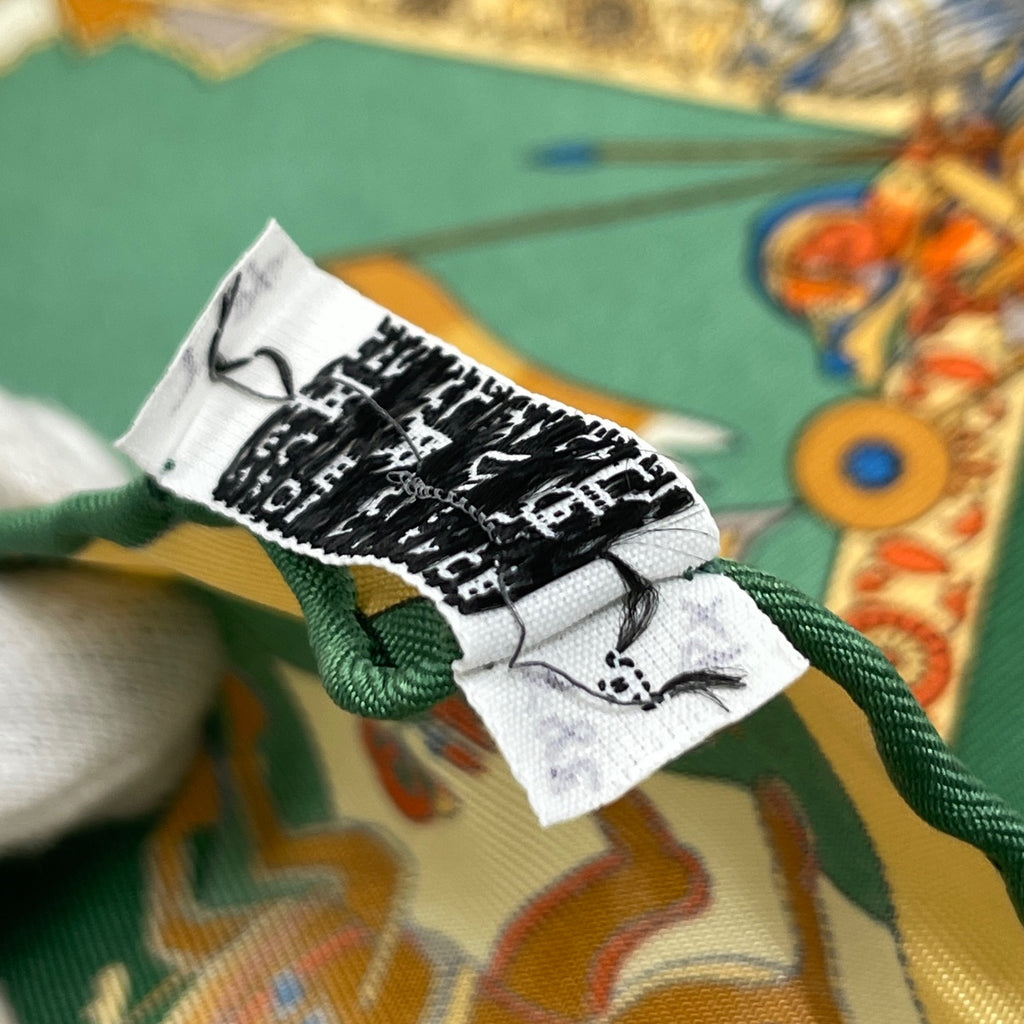 エルメス カレ 90 fantaisies indiennes 眩惑のインド スカーフ シルク グリーン マルチカラー レディース 【中古】brbag