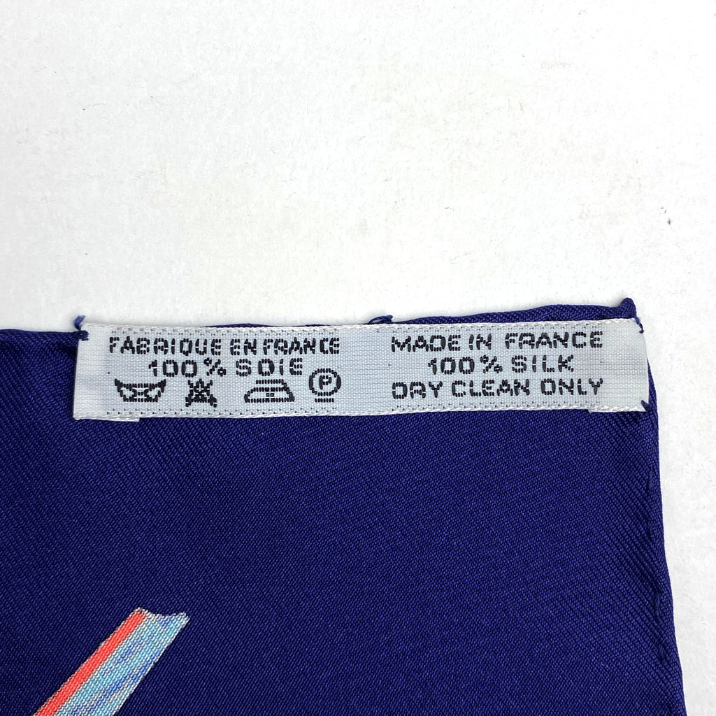 エルメス カレ 90 Nouvelle Coledonie ニューカレドニア スカーフ シルク ネイビー マルチカラー レディース 【中古】brbag