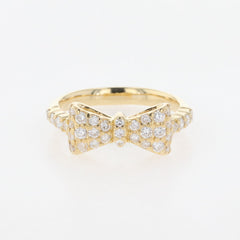 リボンモチーフ デザインリング YG イエローゴールド 指輪 メレダイヤ リング 8.5号 K18 ダイヤモンド レディース 【中古】nbjwl