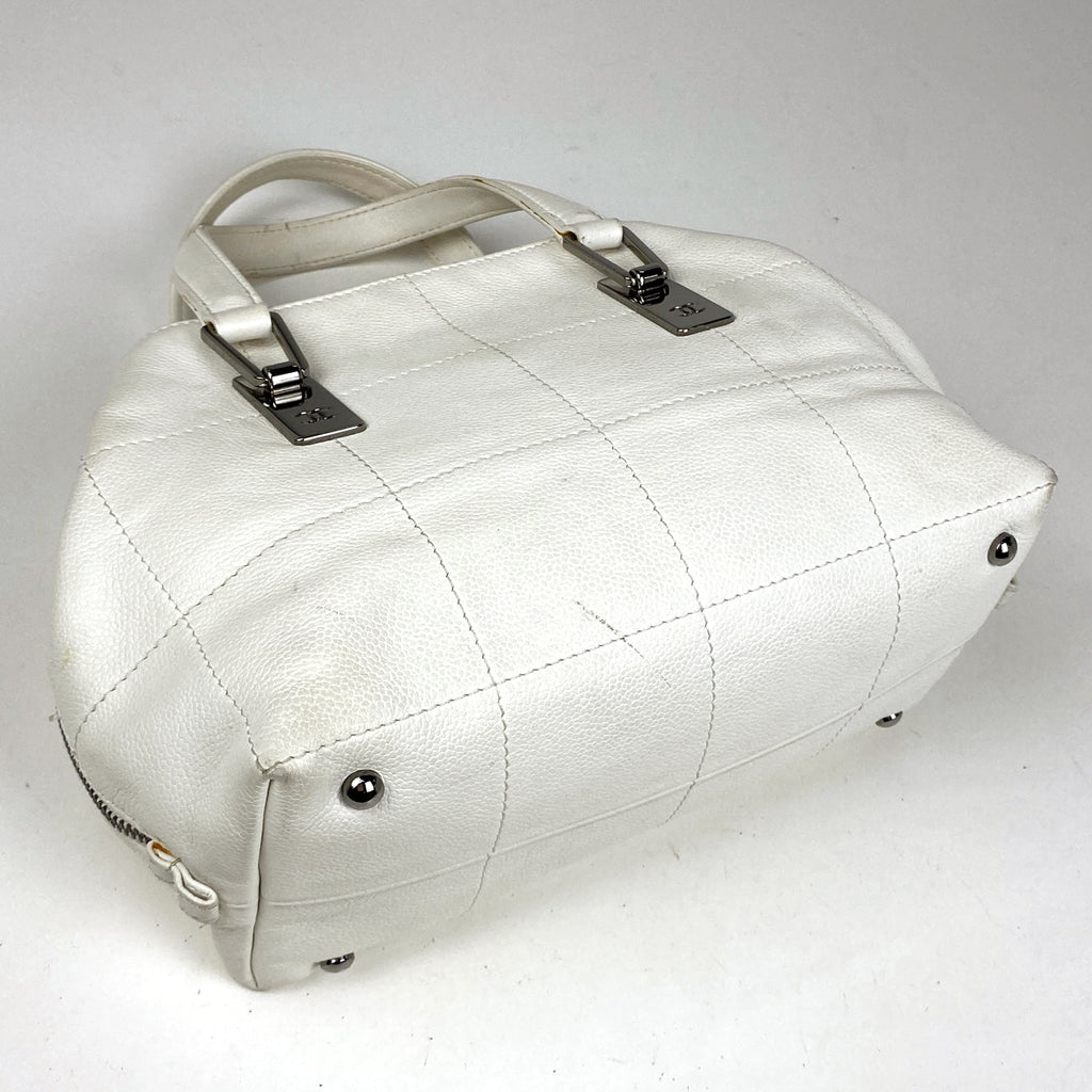 シャネル チョコバー ハンドバッグ ココマーク ハンドバッグ レザー ホワイト レディース 【中古】brbag