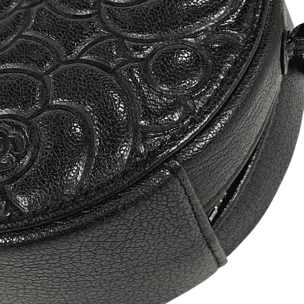 【在庫一掃】 シャネル カメリア ラウンド チェーン ショルダーバッグ ココマーク ショルダーバッグ レザー ブラック レディース 【中古】 brbag