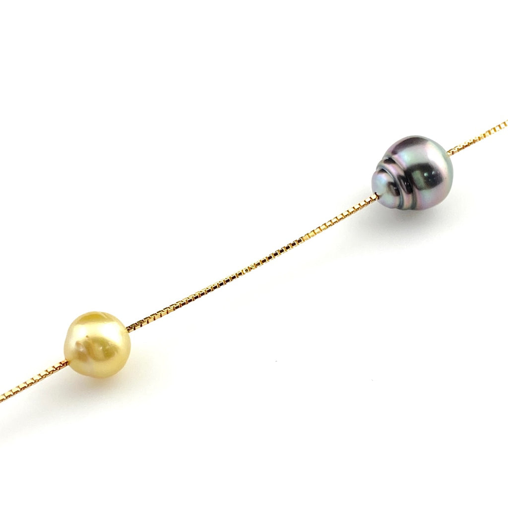 タサキ ステーションネックレス YG イエローゴールド 真珠 ネックレス K18 パール レディース 【中古】brjwl
