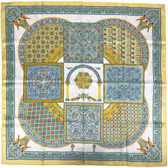 エルメス カレ 90 CIELS BYZANTINS ビザンチンの空 鳥 スカーフ シルク イエロー マルチカラー レディース 【中古】brbag